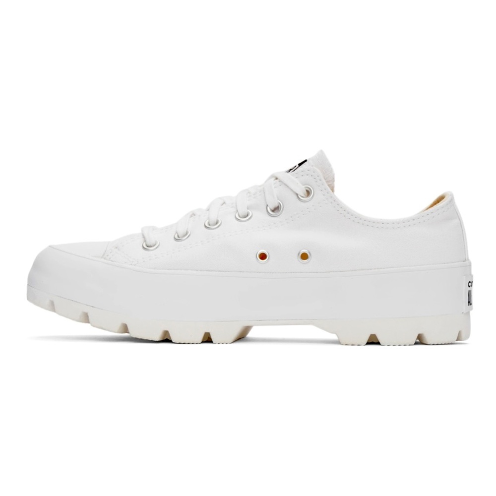 White low top platform converse